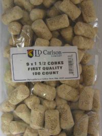 9X1 1/2 First Quality Straight Wine Corks 38X23Mm 100/Bag