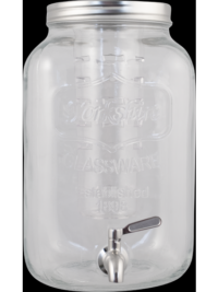 Glass Beverage Dispenser with Infuser and Stainless Spigot - 5L / 1.3 gal.